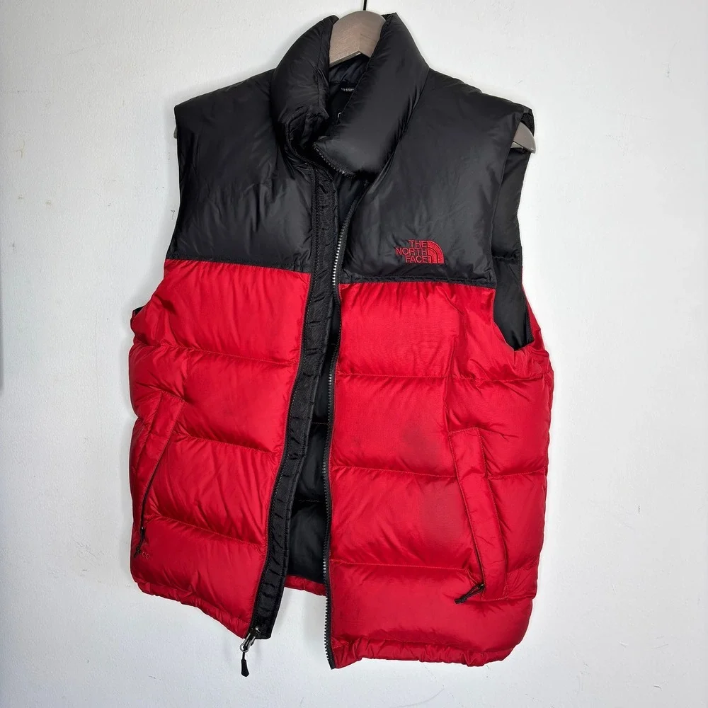 The North Face Red Black Men's 1996 Retro Nuptse 700 Down Filled Vest Size S‎